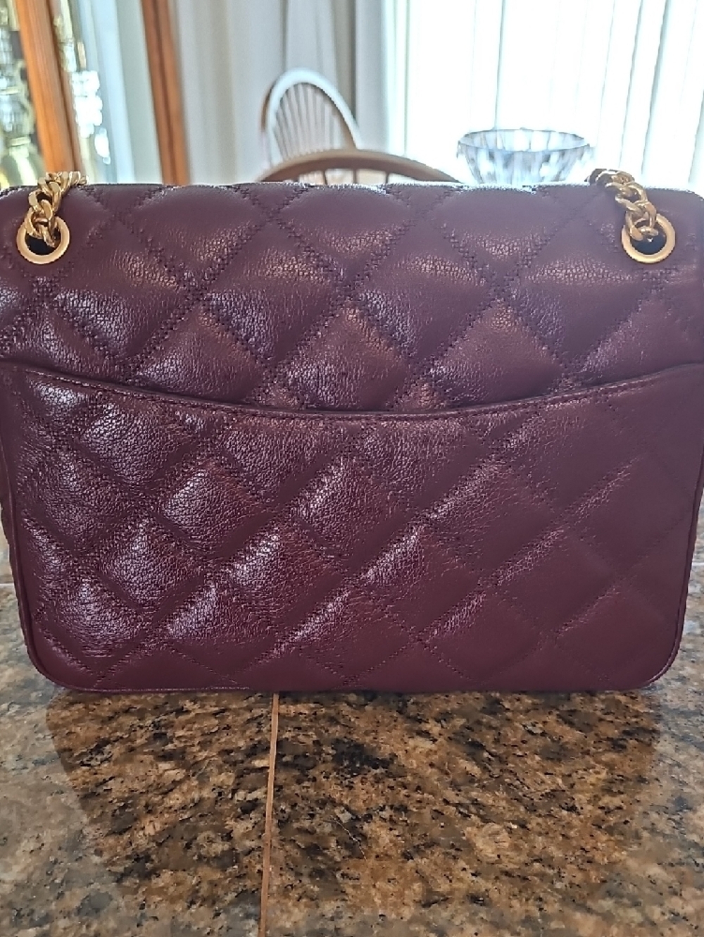 Tory Burch Quilted Willa Leather Shoulder Bag - Wine/claret with Gold Hardware - Picture 5 of 15